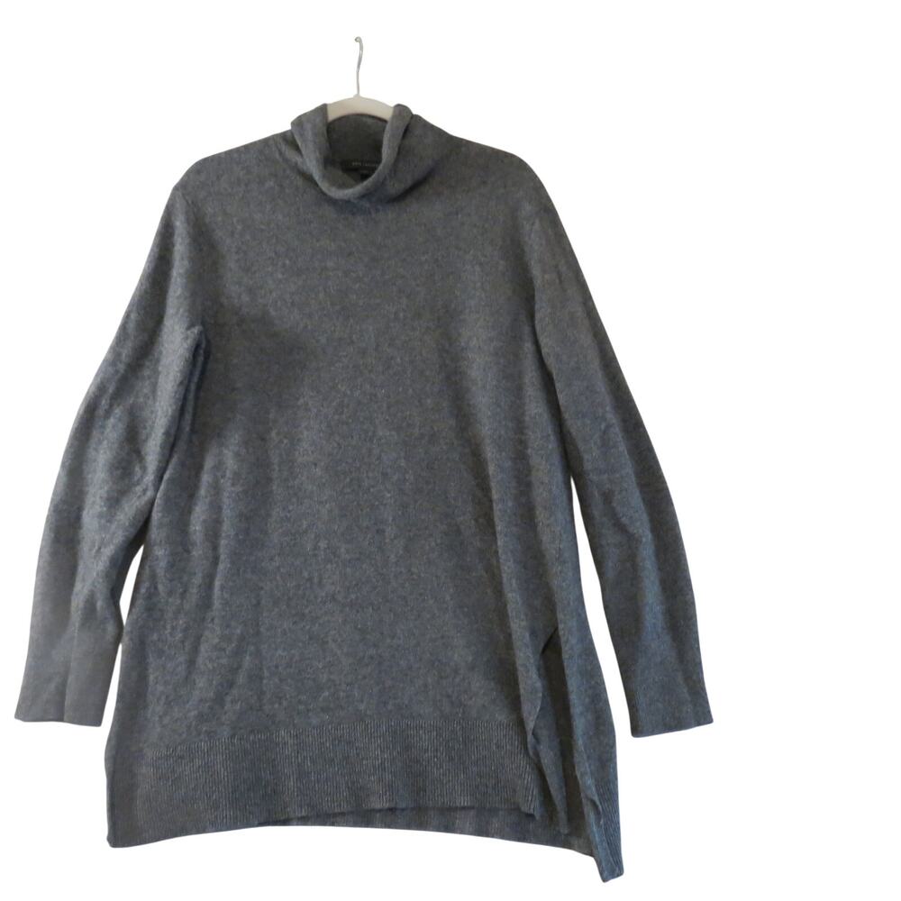 Ann Taylor Wool Blend Funnel Neck Tunic Sweater Charcoal Gray Womens L